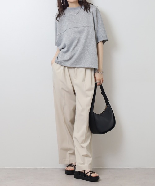 atONE(アットワン)の「ラメ混裏毛デザインハーフスリーブプルオーバートップス(Tシャツ/カットソー・レディース・杢グレー/チャコール/オートミール・L/M)」の11枚目の写真