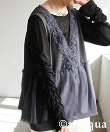 et.UNiVER グレーオケージョンドレス チュールトップス ベスト et.UNiVER グレーオケージョンドレス チュールトップス ベスト
