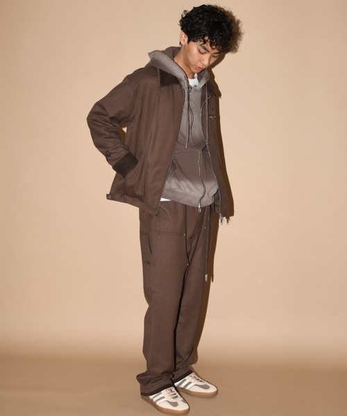 SUPERTHANKS（スーパーサンクス）の「レイヤードヘムダブルニーパンツ（無地・ヒッコリー）セットアップ可能/Layered hem Double knee Pants（その他パンツ・メンズ・ブルー/ブラック/ブラウン・S/M/L）」の15枚目の写真