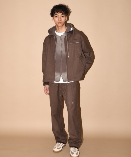 SUPERTHANKS（スーパーサンクス）の「レイヤードヘムダブルニーパンツ（無地・ヒッコリー）セットアップ可能/Layered hem Double knee Pants（その他パンツ・メンズ・ブルー/ブラック/ブラウン・S/M/L）」の16枚目の写真