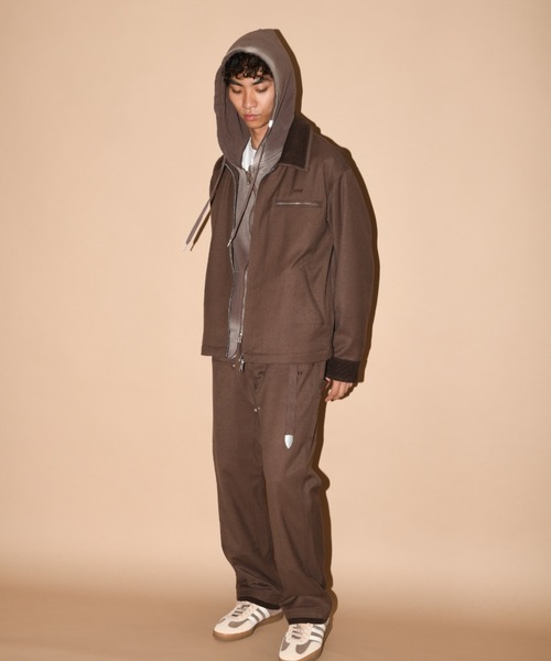 SUPERTHANKS（スーパーサンクス）の「レイヤードヘムダブルニーパンツ（無地・ヒッコリー）セットアップ可能/Layered hem Double knee Pants（その他パンツ・メンズ・ブルー/ブラック/ブラウン・S/M/L）」の13枚目の写真