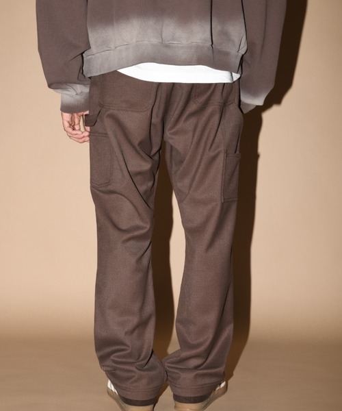 SUPERTHANKS（スーパーサンクス）の「レイヤードヘムダブルニーパンツ（無地・ヒッコリー）セットアップ可能/Layered hem Double knee Pants（その他パンツ・メンズ・ブルー/ブラック/ブラウン・S/M/L）」の5枚目の写真