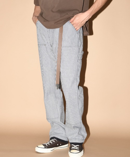 SUPERTHANKS（スーパーサンクス）の「レイヤードヘムダブルニーパンツ（無地・ヒッコリー）セットアップ可能/Layered hem Double knee Pants（その他パンツ・メンズ・ブルー/ブラック/ブラウン・S/M/L）」の7枚目の写真