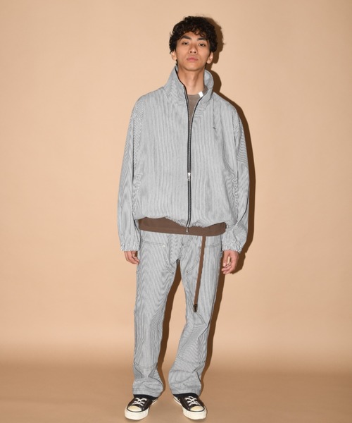 SUPERTHANKS（スーパーサンクス）の「レイヤードヘムダブルニーパンツ（無地・ヒッコリー）セットアップ可能/Layered hem Double knee Pants（その他パンツ・メンズ・ブルー/ブラック/ブラウン・S/M/L）」の18枚目の写真