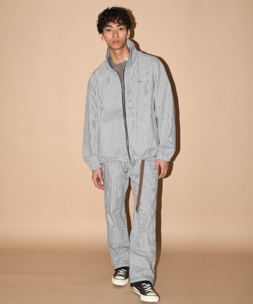 SUPERTHANKS（スーパーサンクス）の「レイヤードヘムダブルニーパンツ（無地・ヒッコリー）セットアップ可能/Layered hem Double knee Pants（その他パンツ・メンズ・ブルー/ブラック/ブラウン・S/M/L）」の21枚目の写真