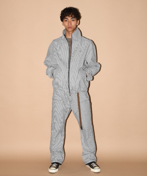 SUPERTHANKS（スーパーサンクス）の「レイヤードヘムダブルニーパンツ（無地・ヒッコリー）セットアップ可能/Layered hem Double knee Pants（その他パンツ・メンズ・ブルー/ブラック/ブラウン・S/M/L）」の19枚目の写真