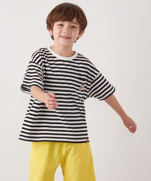 UNIVERSAL OVERALL（ユニバーサルオーバーオール）の「【SHIPS any別注】UNIVERSAL OVERALL: WINDY Jr. ワッペン ボーダー Tシャツ <KIDS>（Tシャツ/カットソー・キッズ・ブルー/ピンク/グリーン/ブラック・110/120/130/140/150）」の22枚目の写真