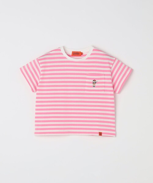 UNIVERSAL OVERALL（ユニバーサルオーバーオール）の「【SHIPS any別注】UNIVERSAL OVERALL: WINDY Jr. ワッペン ボーダー Tシャツ <KIDS>（Tシャツ/カットソー・キッズ・ブルー/ピンク/グリーン/ブラック・110/120/130/140/150）」の5枚目の写真