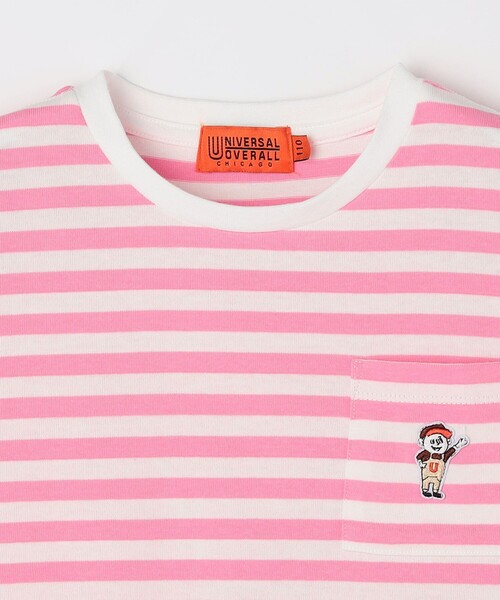 UNIVERSAL OVERALL（ユニバーサルオーバーオール）の「【SHIPS any別注】UNIVERSAL OVERALL: WINDY Jr. ワッペン ボーダー Tシャツ <KIDS>（Tシャツ/カットソー・キッズ・ブルー/ピンク/グリーン/ブラック・110/120/130/140/150）」の7枚目の写真