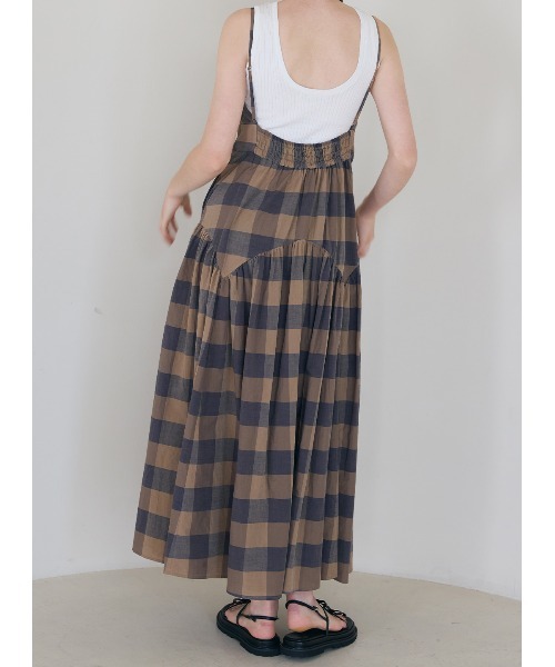 COEL（コエル）の「モチーフ刺繍チェックワンピース（ワンピース・レディース・ネイビー/パープル・36/38）」の5枚目の写真