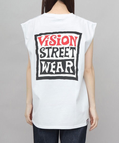 VISION STREET WEAR(ヴィジョンストリートウェア)の「ビッグシルエット ヴィンテージロゴ ノースリーブTシャツ(Tシャツ/カットソー・メンズ・ブラック/ホワイト・M/L/XL)」の2枚目の写真