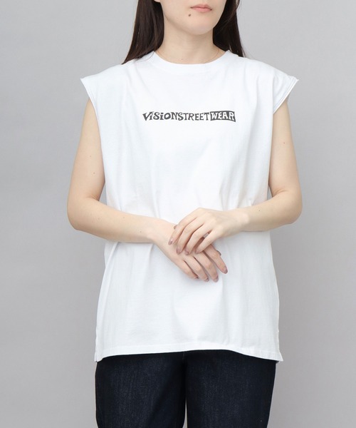 VISION STREET WEAR(ヴィジョンストリートウェア)の「ビッグシルエット ヴィンテージロゴ ノースリーブTシャツ(Tシャツ/カットソー・メンズ・ブラック/ホワイト・M/L/XL)」の4枚目の写真