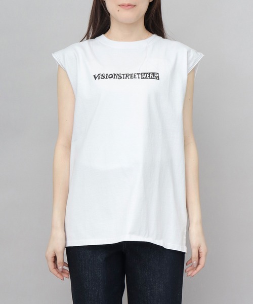 VISION STREET WEAR(ヴィジョンストリートウェア)の「ビッグシルエット ヴィンテージロゴ ノースリーブTシャツ(Tシャツ/カットソー・メンズ・ブラック/ホワイト・M/L/XL)」の11枚目の写真