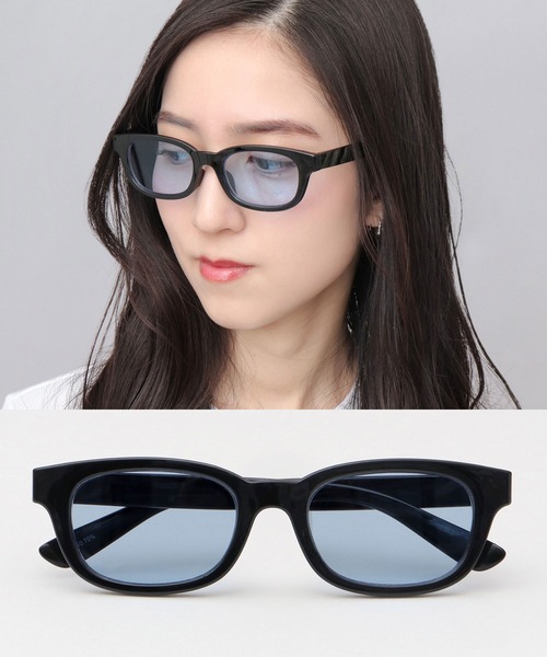 セール】セルフレーム サングラス 横長スクエア ウェリントンタイプ 鼻