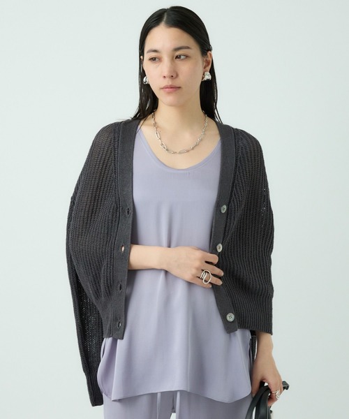 Chaos(カオス)の「Chaos(カオス)/リナリアリネンツイカーディガン(カーディガン/ボレロ・レディース・チャコール/ライトグレー/ブラウン・FREE)」の2枚目の写真