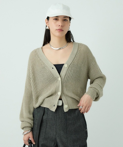 Chaos(カオス)の「Chaos(カオス)/リナリアリネンツイカーディガン(カーディガン/ボレロ・レディース・チャコール/ライトグレー/ブラウン・FREE)」の5枚目の写真