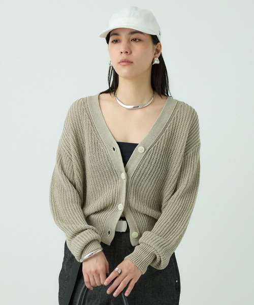 Chaos(カオス)の「Chaos(カオス)/リナリアリネンツイカーディガン(カーディガン/ボレロ・レディース・チャコール/ライトグレー/ブラウン・FREE)」の4枚目の写真