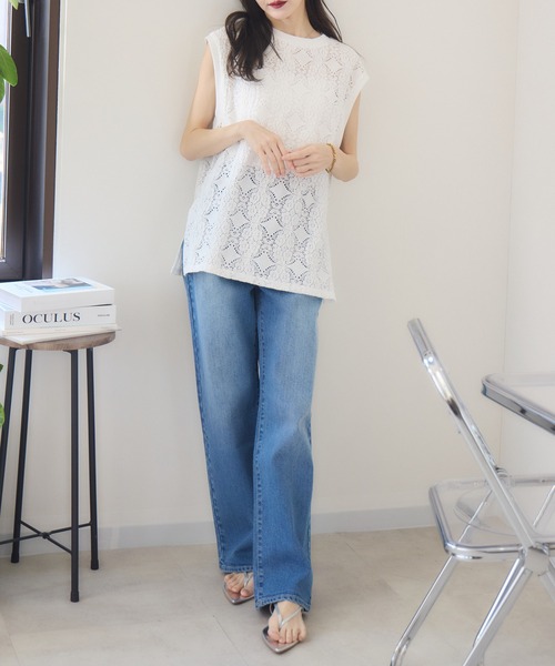 RU.TI.LE（ルチル）の「【RU.TI.LE】立体レースカットプルオーバー（Tシャツ/カットソー・レディース・ホワイト/ブラック・MEDIUM）」の3枚目の写真