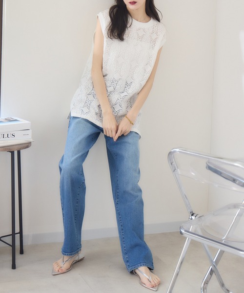 RU.TI.LE（ルチル）の「【RU.TI.LE】立体レースカットプルオーバー（Tシャツ/カットソー・レディース・ホワイト/ブラック・MEDIUM）」の5枚目の写真