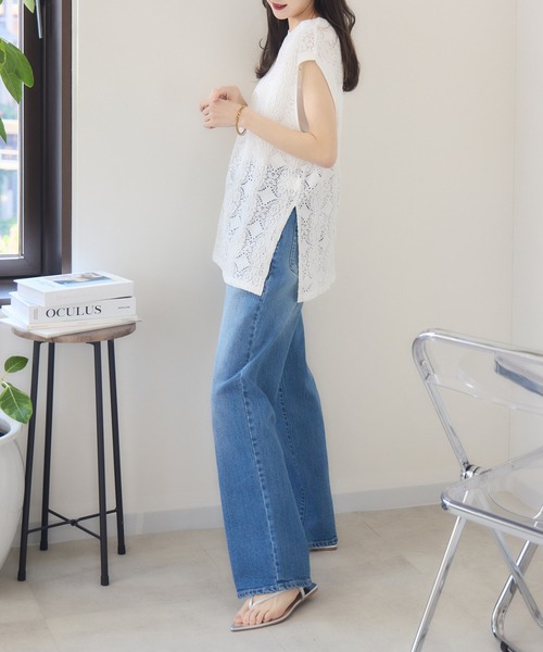 RU.TI.LE（ルチル）の「【RU.TI.LE】立体レースカットプルオーバー（Tシャツ/カットソー・レディース・ホワイト/ブラック・MEDIUM）」の6枚目の写真