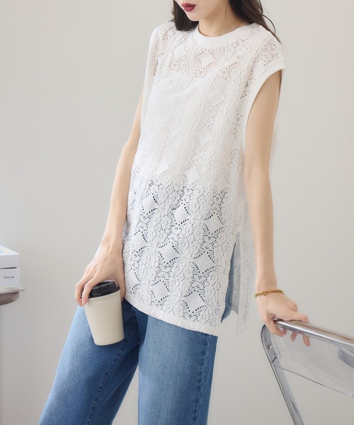 RU.TI.LE（ルチル）の「【RU.TI.LE】立体レースカットプルオーバー（Tシャツ/カットソー・レディース・ホワイト/ブラック・MEDIUM）」の8枚目の写真