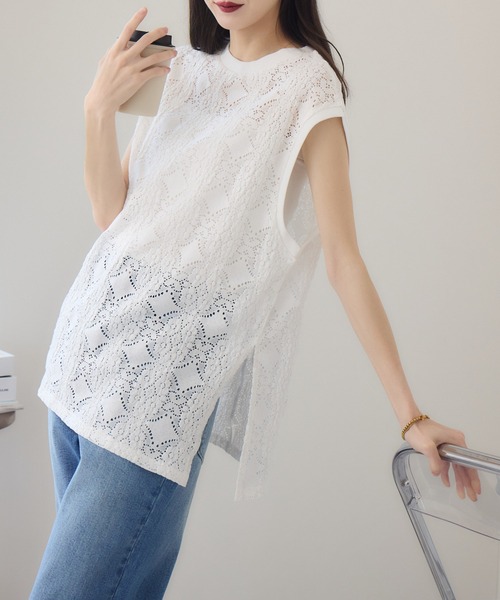 RU.TI.LE（ルチル）の「【RU.TI.LE】立体レースカットプルオーバー（Tシャツ/カットソー・レディース・ホワイト/ブラック・MEDIUM）」の10枚目の写真