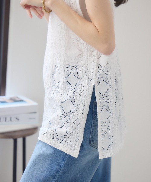 RU.TI.LE（ルチル）の「【RU.TI.LE】立体レースカットプルオーバー（Tシャツ/カットソー・レディース・ホワイト/ブラック・MEDIUM）」の12枚目の写真