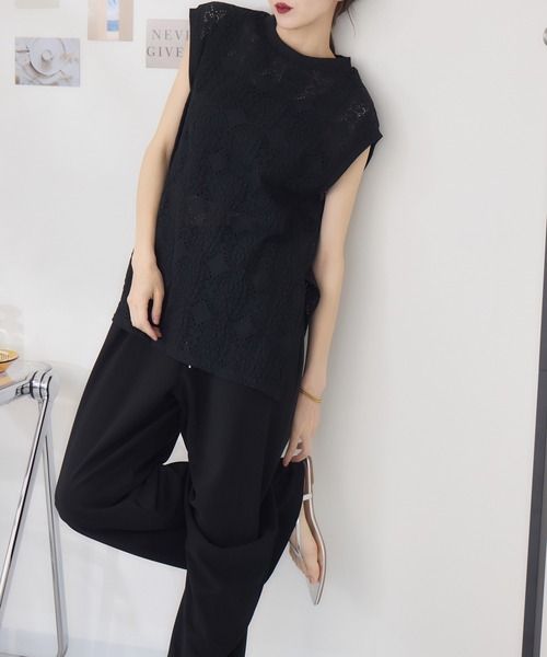 RU.TI.LE（ルチル）の「【RU.TI.LE】立体レースカットプルオーバー（Tシャツ/カットソー・レディース・ホワイト/ブラック・MEDIUM）」の17枚目の写真