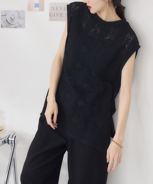 RU.TI.LE（ルチル）の「【RU.TI.LE】立体レースカットプルオーバー（Tシャツ/カットソー・レディース・ホワイト/ブラック・MEDIUM）」の18枚目の写真