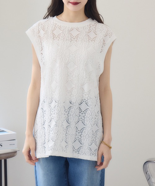 RU.TI.LE（ルチル）の「【RU.TI.LE】立体レースカットプルオーバー（Tシャツ/カットソー・レディース・ホワイト/ブラック・MEDIUM）」の20枚目の写真