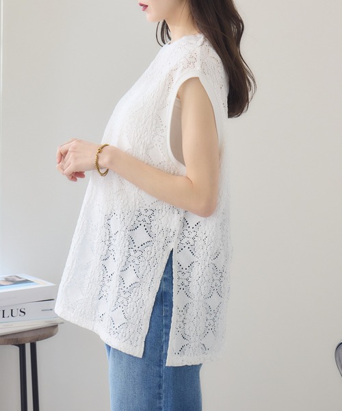 RU.TI.LE（ルチル）の「【RU.TI.LE】立体レースカットプルオーバー（Tシャツ/カットソー・レディース・ホワイト/ブラック・MEDIUM）」の21枚目の写真