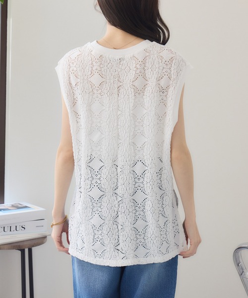 RU.TI.LE（ルチル）の「【RU.TI.LE】立体レースカットプルオーバー（Tシャツ/カットソー・レディース・ホワイト/ブラック・MEDIUM）」の22枚目の写真