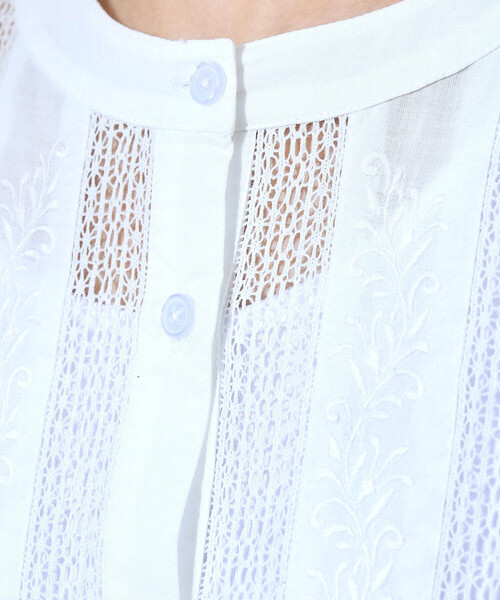 DECOY SINCE 1981（デコイシンスイチキュウハチイチ）の「レース刺しゅうブラウス（シャツ/ブラウス・レディース・ホワイト/ネイビー/サックスブルー・9号/11号/13号）」の9枚目の写真