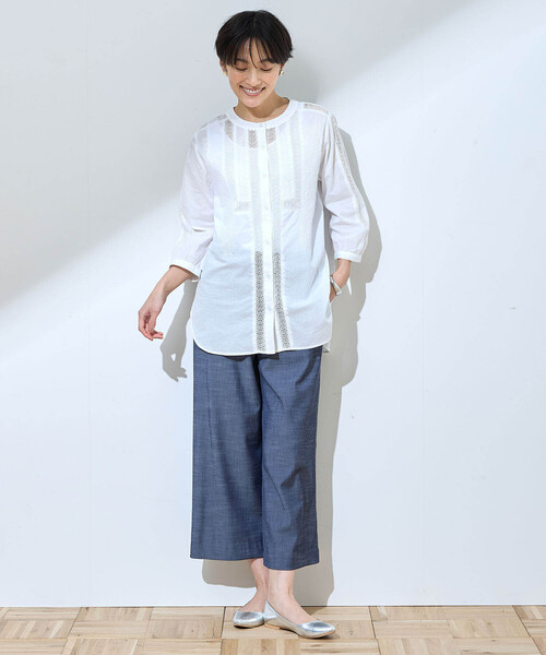 DECOY SINCE 1981（デコイシンスイチキュウハチイチ）の「レース刺しゅうブラウス（シャツ/ブラウス・レディース・ホワイト/ネイビー/サックスブルー・9号/11号/13号）」の11枚目の写真