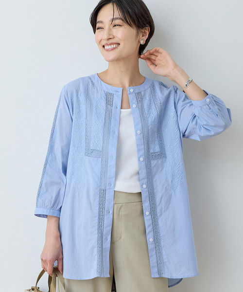 DECOY SINCE 1981（デコイシンスイチキュウハチイチ）の「レース刺しゅうブラウス（シャツ/ブラウス・レディース・ホワイト/ネイビー/サックスブルー・9号/11号/13号）」の12枚目の写真