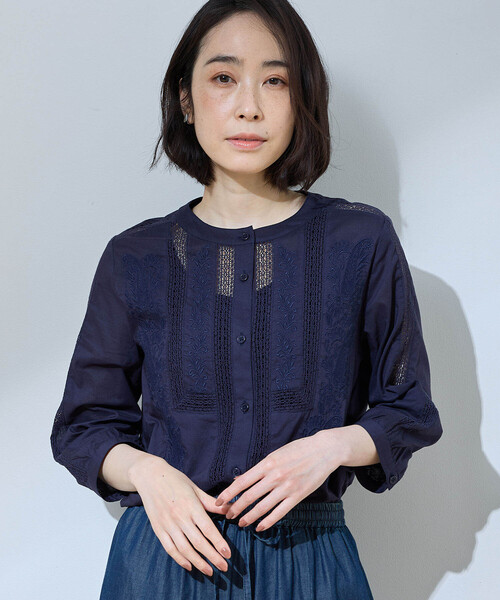 DECOY SINCE 1981（デコイシンスイチキュウハチイチ）の「レース刺しゅうブラウス（シャツ/ブラウス・レディース・ホワイト/ネイビー/サックスブルー・9号/11号/13号）」の13枚目の写真