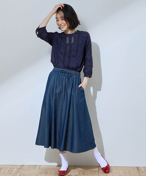 DECOY SINCE 1981（デコイシンスイチキュウハチイチ）の「レース刺しゅうブラウス（シャツ/ブラウス・レディース・ホワイト/ネイビー/サックスブルー・9号/11号/13号）」の15枚目の写真