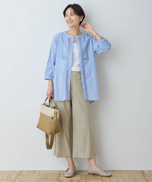 DECOY SINCE 1981（デコイシンスイチキュウハチイチ）の「レース刺しゅうブラウス（シャツ/ブラウス・レディース・ホワイト/ネイビー/サックスブルー・9号/11号/13号）」の16枚目の写真