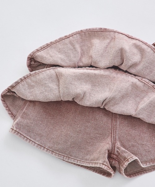 pairmanon（ペアマノン）の「ケミカル カラー ティアード デニムスカッツ（デニムパンツ・キッズ・ブラウン/ピンク/カーキ・100/140/130/110/120/90/150）」の21枚目の写真