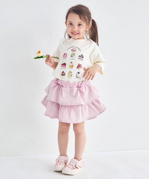 pairmanon（ペアマノン）の「ケミカル カラー ティアード デニムスカッツ（デニムパンツ・キッズ・ブラウン/ピンク/カーキ・100/140/130/110/120/90/150）」の13枚目の写真