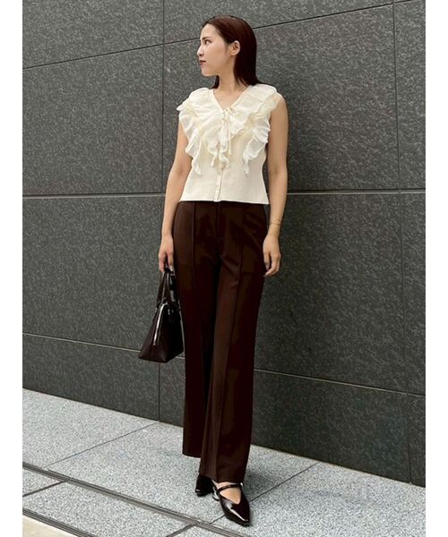 LAGUNAMOON（ラグナムーン）の「メッシュフリルノースリニットプルオーバー（ニット/セーター・レディース・ブラック/アイボリー/ボルドー・FREE）」の17枚目の写真