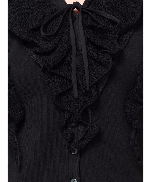 LAGUNAMOON（ラグナムーン）の「メッシュフリルノースリニットプルオーバー（ニット/セーター・レディース・ブラック/アイボリー/ボルドー・FREE）」の9枚目の写真