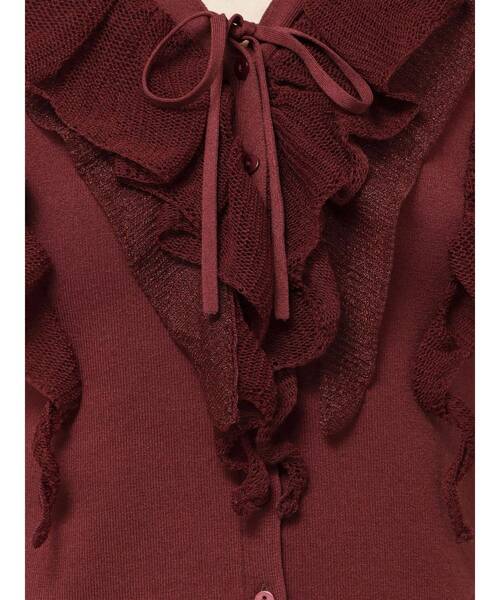 LAGUNAMOON（ラグナムーン）の「メッシュフリルノースリニットプルオーバー（ニット/セーター・レディース・ブラック/アイボリー/ボルドー・FREE）」の10枚目の写真