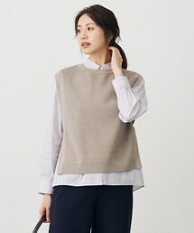 【未使用タグ付き】J.PRESS ニットベスト ネイビー Mサイズ ニットベスト ジレ Vネック 前開き ウール100% 全3色 ネイビー