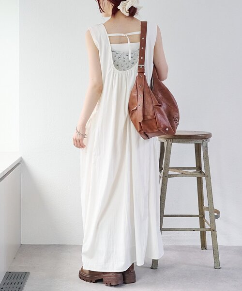 w closet（ダブルクローゼット）の「【前後2WAY/3色展開】ノースリリボンワンピース（ワンピース・レディース・イエロー/オフホワイト/ブラック・FREE）」の6枚目の写真