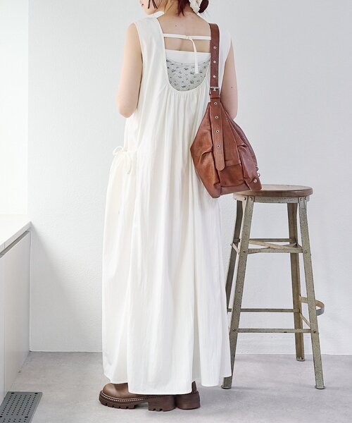 w closet（ダブルクローゼット）の「【前後2WAY/3色展開】ノースリリボンワンピース（ワンピース・レディース・イエロー/オフホワイト/ブラック・FREE）」の7枚目の写真