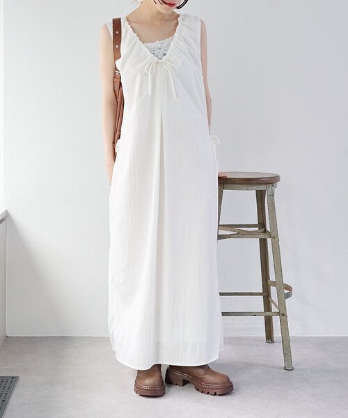 w closet（ダブルクローゼット）の「【前後2WAY/3色展開】ノースリリボンワンピース（ワンピース・レディース・イエロー/オフホワイト/ブラック・FREE）」の14枚目の写真