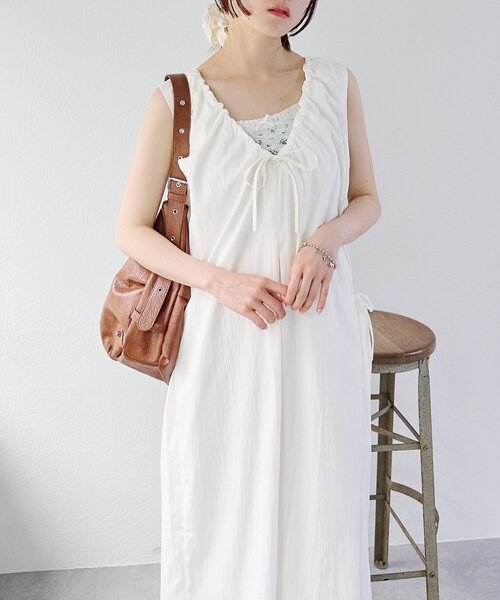 w closet（ダブルクローゼット）の「【前後2WAY/3色展開】ノースリリボンワンピース（ワンピース・レディース・イエロー/オフホワイト/ブラック・FREE）」の15枚目の写真