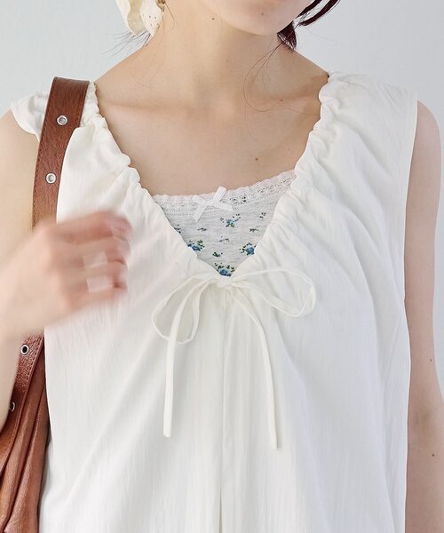 w closet（ダブルクローゼット）の「【前後2WAY/3色展開】ノースリリボンワンピース（ワンピース・レディース・イエロー/オフホワイト/ブラック・FREE）」の16枚目の写真