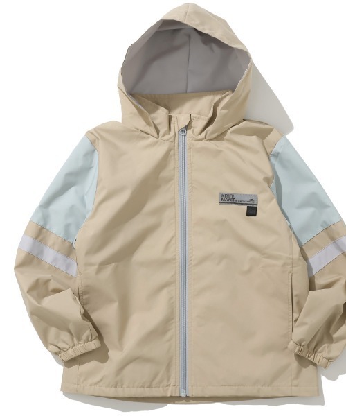 KRIFF MAYER Kid's Collection(クリフメイヤーキッズコレクション)の「【撥水・耐風・フードがしまえる】切替撥水ジャケット(ナイロンジャケット・キッズ・カーキ/ベージュ/ネイビー/サックスブルー・170/150/140/130/120/160)」の2枚目の写真